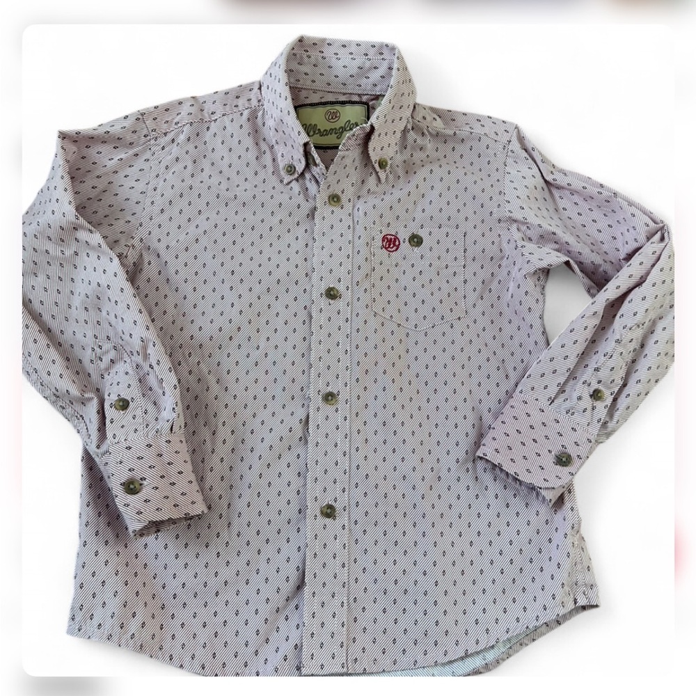 Wrangler western boys red white button up shirt livestock stock show  #western